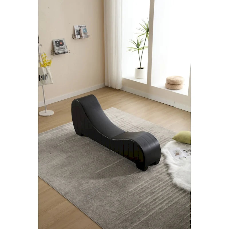 Yoga Chaise Lounge Collection for Stretching & Relaxation Modern Faux Leather Curved Sofa
