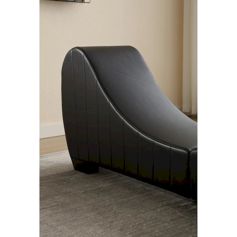 Yoga Chaise Lounge Collection for Stretching & Relaxation Modern Faux Leather Curved Sofa