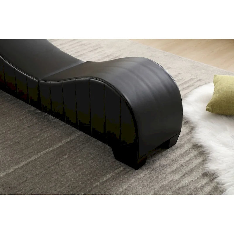Yoga Chaise Lounge Collection for Stretching & Relaxation Modern Faux Leather Curved Sofa