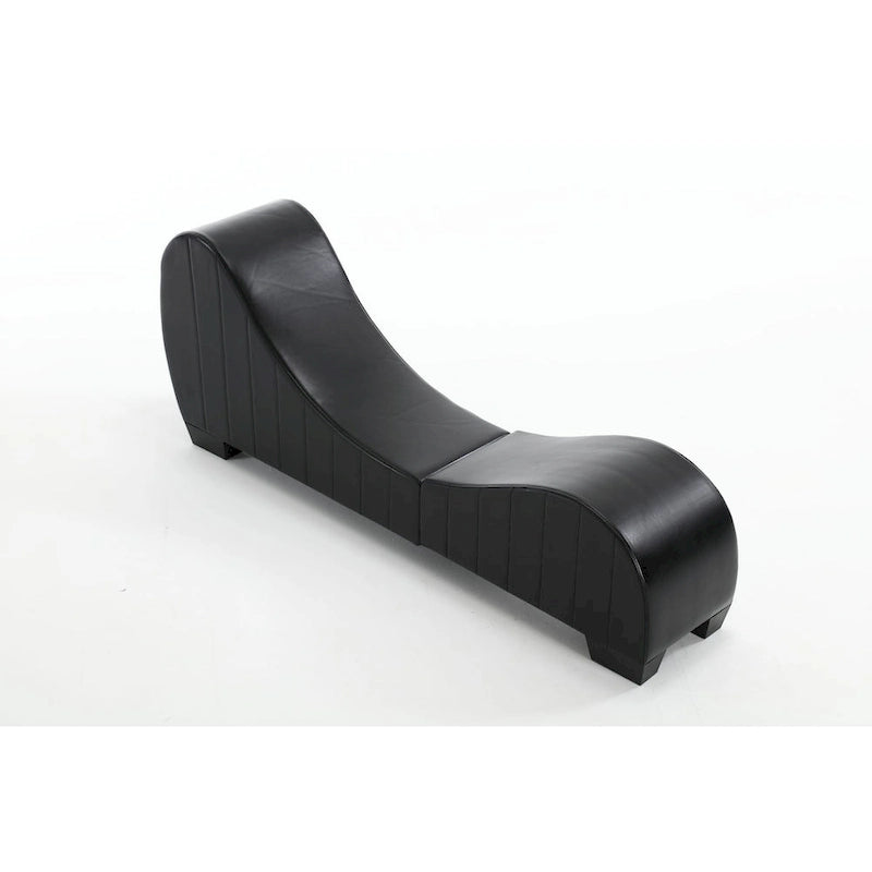 Yoga Chaise Lounge Collection for Stretching & Relaxation Modern Faux Leather Curved Sofa